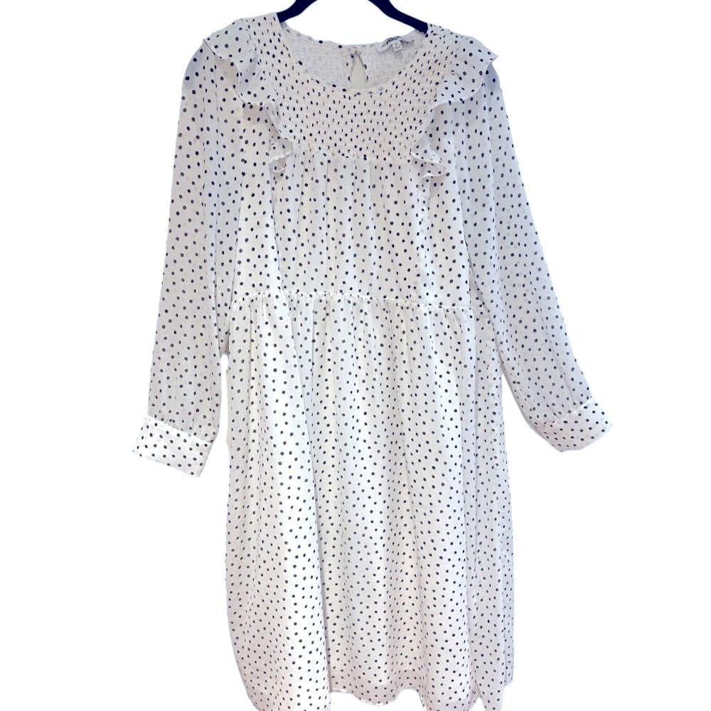 Madewell Polka Dot Midi Ivory and Black Size MP - Picture 3 of 6